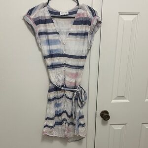 Blue and White Striped Button-Down Dress